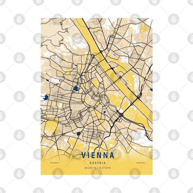 Vienna - Austria Yellow City Map by tienstencil