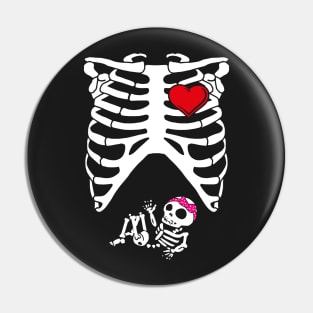 Spooky Skeleton Costume Pregnant Mommy of Girl Pin