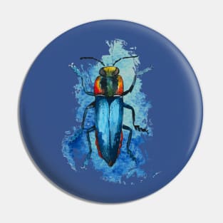 Beautiful Watercolor crawling BUG Blue Pin