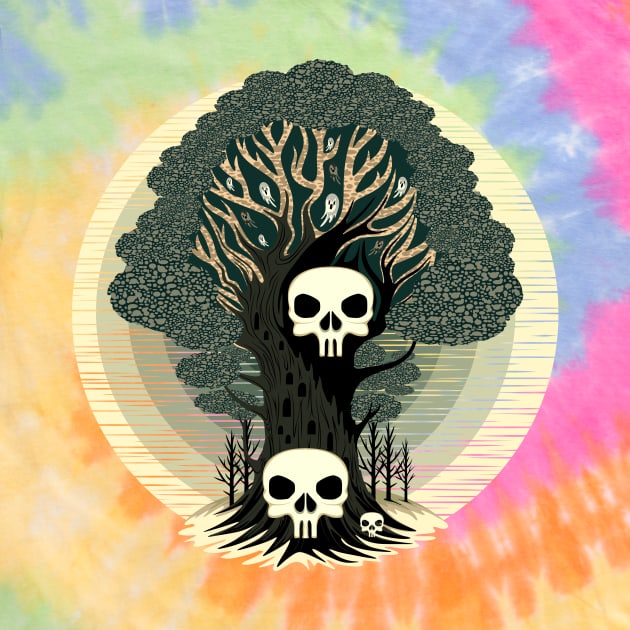 Evil Spirits Tree with skulls and Ghosts by BluedarkArt