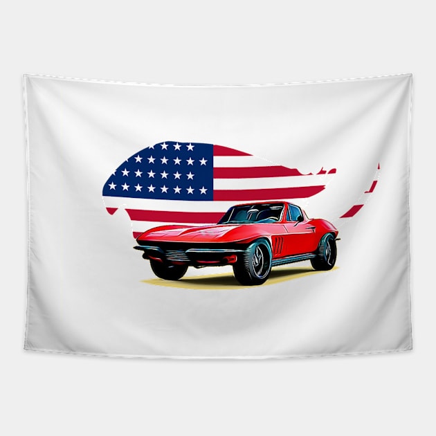 Classic Stingray USA Print Tapestry by Auto-Prints