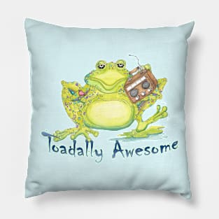 Toadally Awesome Watercolor Pillow