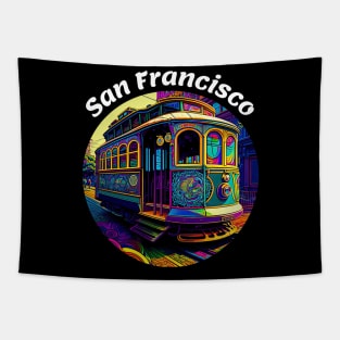 San Francisco Cable Car v1 round Tapestry