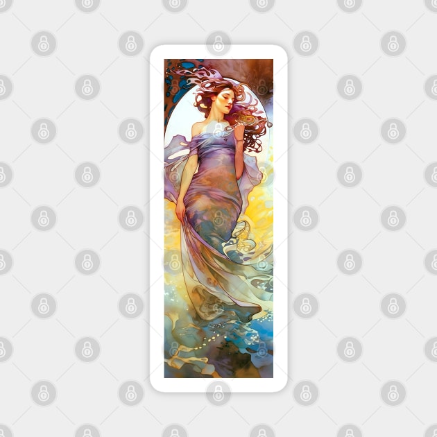 Watercolor Beauty, Vintage, Mucha, Gilded Age, Art Nouveau Magnet by AllRealities