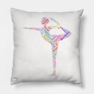 Yoga Excercise in Form Silhouette Shape Text Word Cloud Pillow