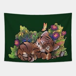 Napping Baby Tiger Tapestry