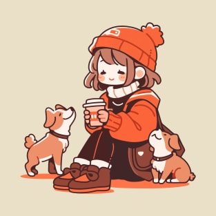 Kawaii dog mom with dogs T-Shirt