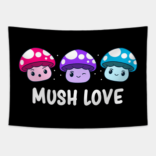 Androgynous Pride Flag Lgbtqia Cute Kawaii Mushroom Tapestry