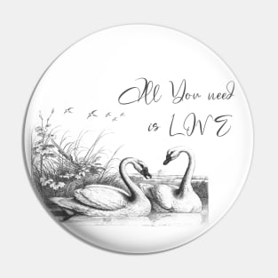 Swans Vintage Wildlife Illustration with Text Pin