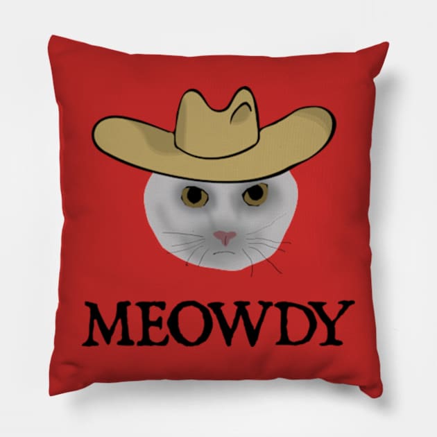 Meowdy Funny Cat Meowdy Meme Pillow by  hal mafhoum?