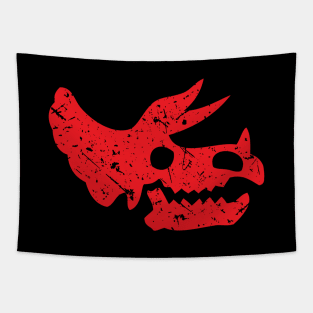 Red Distressed Triceratops Skull Dinosaur Fossil Tapestry