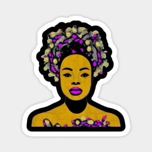 Black Woman in Flower Headdress Magnet