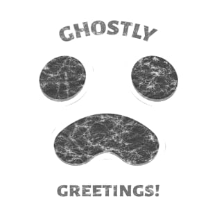 Distressed Ghostly Greetings spooky halloween ghost face T-Shirt