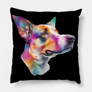 Surrealism art style dog, vibrant, calm brown eyes #4 Pillow