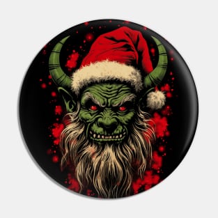 Vintage Krampus Christmas Holiday Horror Graphic Pin