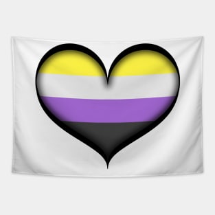 Large Vector Heart in Non-Binary Pride Flag Colors Tapestry