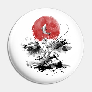 Fisherman red sun Pin