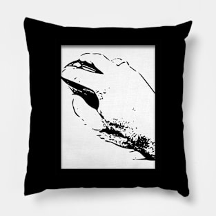 Black white design of hand with mouse Pillow