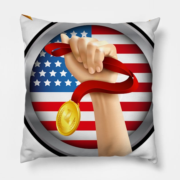 USA first place in sports Pillow by bakry