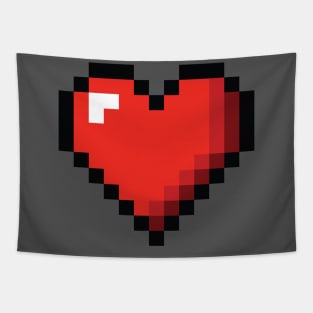 8-bit Pixel Heart or Video Game Health Heart Tapestry