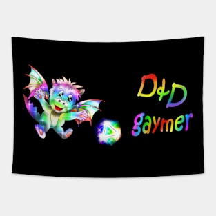 Cute dnd gaymer dragon and D20 Tapestry