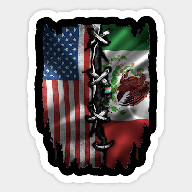 USA American Mexican Flag - Mexico Flag - Sticker