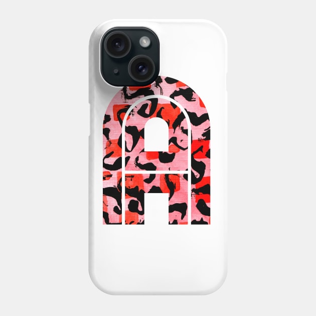 Abstract Letter A Watercolour Leopard Print Alphabet Red Phone Case by Squeeb Creative