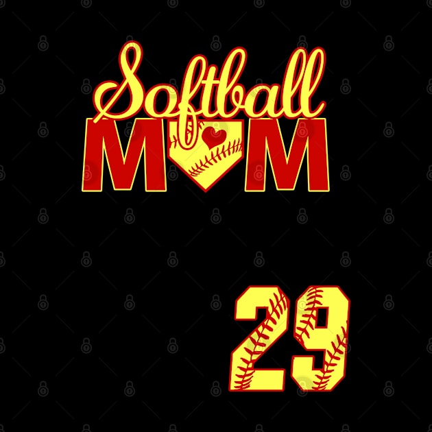 Softball Mom #29 Softball Jersey Favorite Player Biggest Fan Heart by TeeCreations