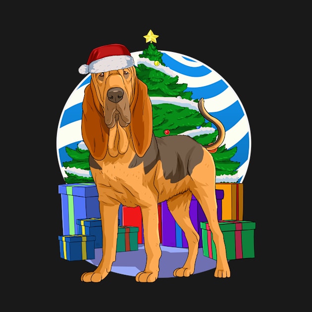 Bloodhound Dog Cute Santa Christmas Gift by Noseking