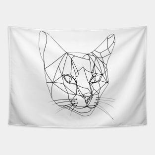 Line Cat Face Tapestry