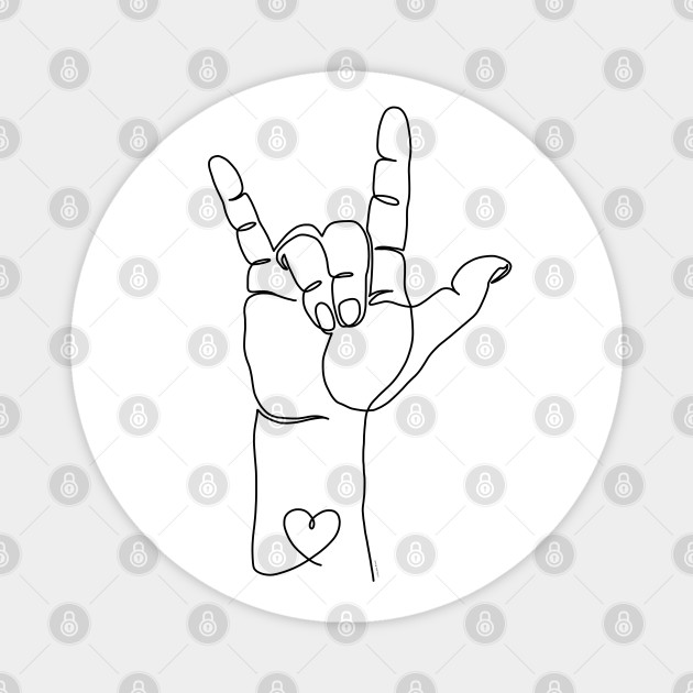 I Love You Asl Sign Hand Language Minimalist Line Art Asl American Sign Language Magnet Teepublic Uk