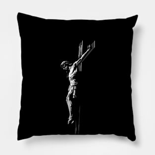 Crucifixion of Jesus Christ in Grayscale Pillow