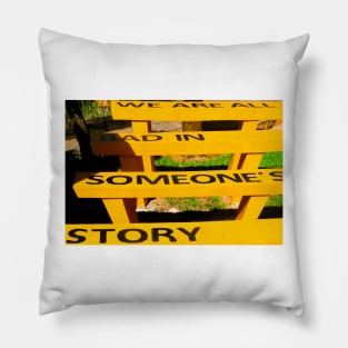 We are all bad in someone´s story on yellow benches Pillow