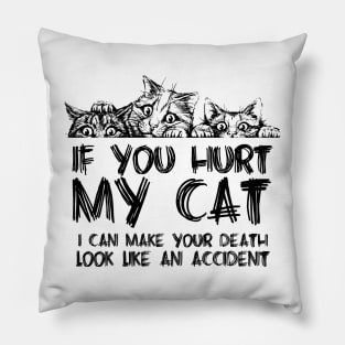 If you hurt my cat I can make your death look like an accident Pillow