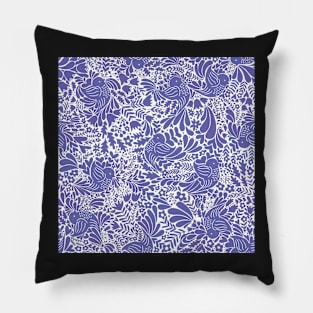 Birds and swirly flowers very peri Pillow