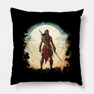 Native American Tribal Chief Warrior Brooding Workout Gym Fitness Pillow