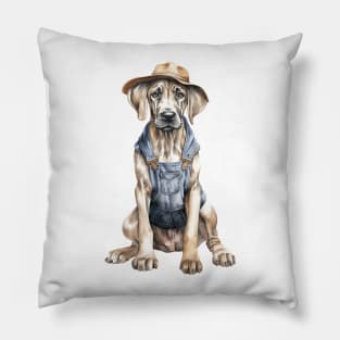 Farmer Great Dane Dog Pillow