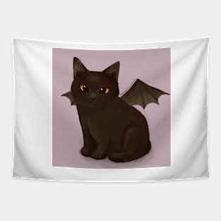 Halloween Bat Kitten Tapestry