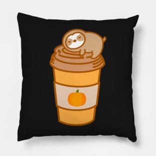 Cute Pumpkin Spice Latte Cup Sloth Pillow