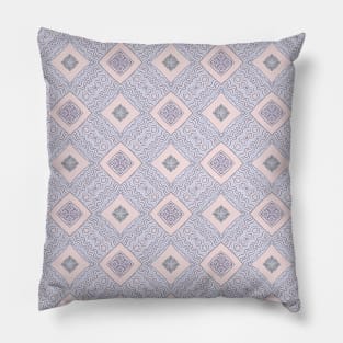 Abstract linear pattern of waves and rectangles on pale pink Pillow