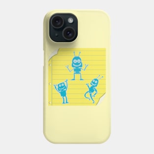 Notebook robot sketches Phone Case