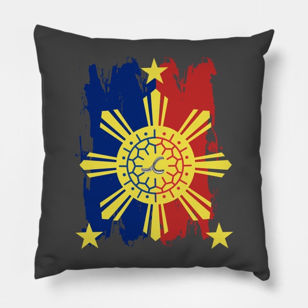 Philippine Flag / 3 Stars & Sun / Baybayin - TA Pillow by Pirma Pinas