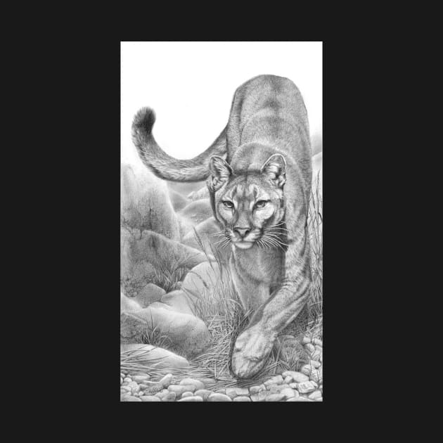 Stealth cougar mountain lion panther drawing by Mightyfineart