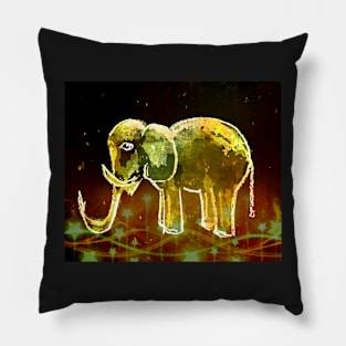 Elephant And Stars. Elephants Gold Pattern. Pillow