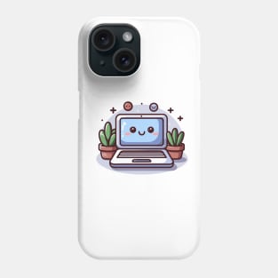 cute laptop smiling with happy feeling Phone Case