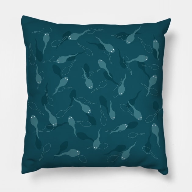 Tadpoles blue Pillow by Hayh0