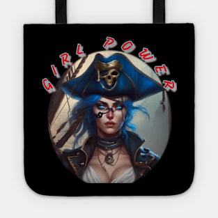 Girl power, blue eyed and blue haired pirate wench Tote