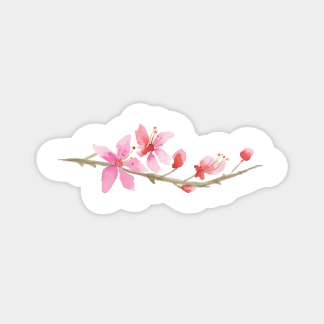 Cherry blossom water color painting Magnet by Bollocks