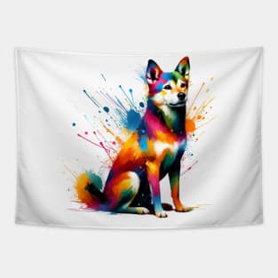 Taiwan Dog in Vivid Abstract Splash Art Style Tapestry