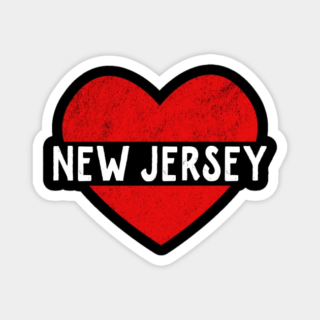 I Love New Jersey USA State Retro Vintage Heart Gift Magnet by JKFDesigns